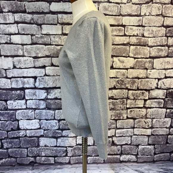 Worthington Crew Neck Silver Metallic Sweater Size PM - Picture 4 of 9